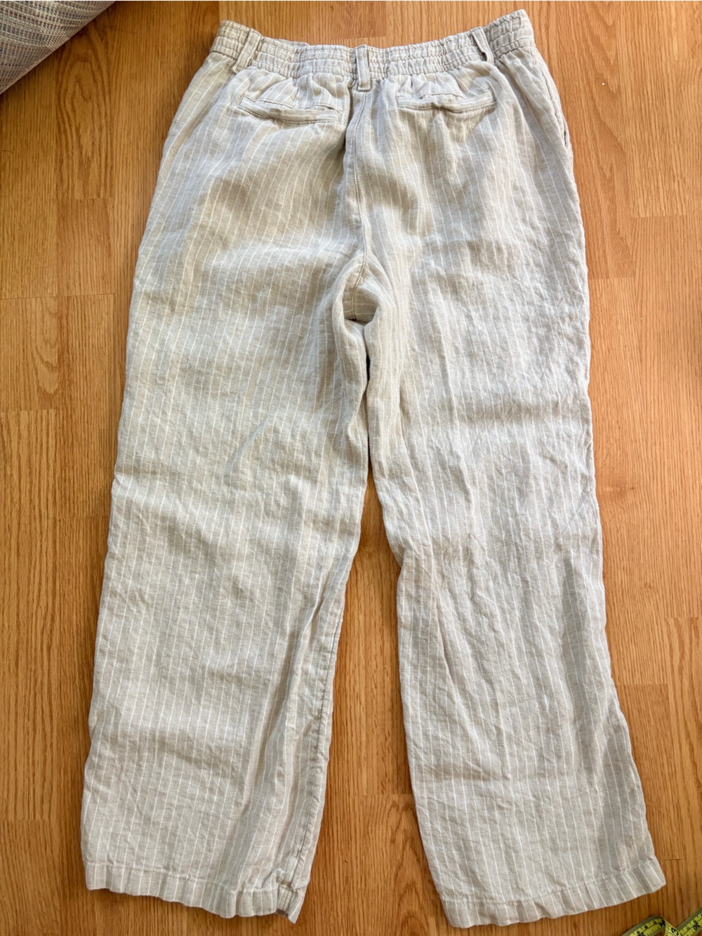 Women’s Lightweight Pinstripe Linen Blend Pants - Natural - Picture 4 of 6
